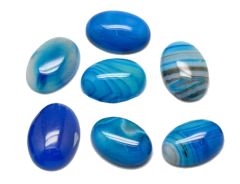 Cabochon / plaksteen Agaat blauw gestreept en effen ovaal 18x13x5mm