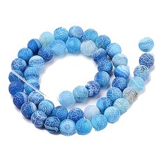 Snoer Agaat lichtblauw gestreept frosted, 6mm.