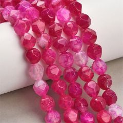 Half snoer of zakje Fuchsia kleur facetgeslepen Agaat 10x9.5mm, gemiddeld 18 stuks.