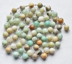 Zakje 8mm gekettelde Amazoniet kralen, 25 cm.
