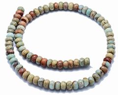Kraal Jaspis Aqua Terra heishi, rondel 8x5-6mm, per 10 stuks. Natuurlijk.