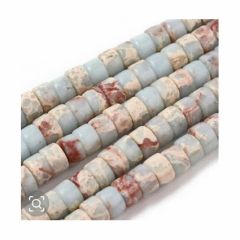 Klein snoer of zakje Jaspis Aqua Terra kralen 4x2mm. 50 stuks.