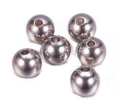 Roestvrij stalen kralen 8mm voor eindkapje draad. Per 4 stuks.
