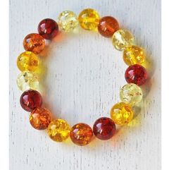 Armband resin barnsteen kralen 12mm, 20cm