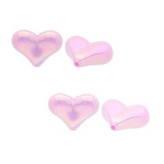 Zacht lila bedel hartje, 15.5x21.5mm, met AB coating. Per stuk.