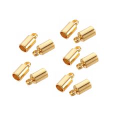 roestvrij stalen eindkapje, leerkapje goudkleurig, 9x4mm. Per 2 stuks.