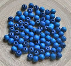 Houten kraal blauw melee 8mm. Per 50 stuks.