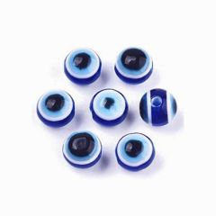Acryl kraal Boze oog blauw 6mm, 40 stuks
