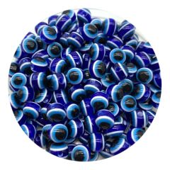 Acryl kralen Boze oog rond blauw 8mm. Per 20 stuks.