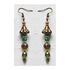 Oorbellen brons, bruin en groen