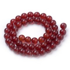 Klein snoer Carneool kralen donker rood 6mm, 30 stuks