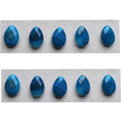 Facetgeslepen druppel Agaat donkerblauw 18x13x5mm. Per stuk.