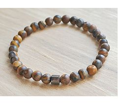 Armband Tijgeroog kralen 6mm, frosted