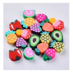 Katsuki polymeer fruit kralen, per 10 stuks, 7~11x8~12x3~7mm