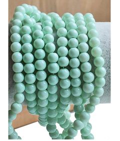 Glaskraal rond opaque Aquamarijn kleur, 6mm. Per 50 stuks.