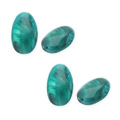 Acryl kralen imitatie edelsteen langwerpig teal-wit gemarmerd, 29.5x19mm. Per stuk.