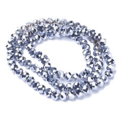Snoer facetgeslepen full platina plated 3x3,5mm. Gemiddeld 120-125 kralen.