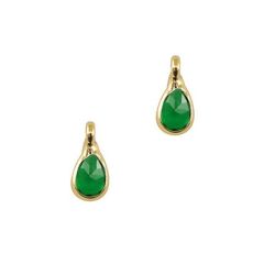 Kristal glas mini hanger green gold, 10x5mm. Per stuk.