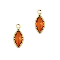 Mini kristal glas hangers horse eye, rood-goud, 11x5mm. Per 2 stuks.