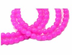 Snoer ronde glaskralen hot pink 6mm, 48-50 stuks