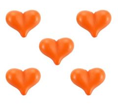 Bedel oranje hartje, 15x20mm. Per stuk.