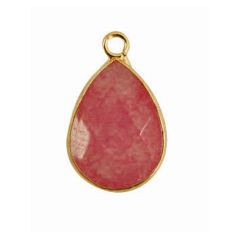 Hanger facetgeslepen druppel crackle agaat roze-rode koraalkleur. 23x14mm.
