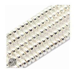 Snoer of zakje hematiet 3x2mm silver plated kralen. 50 stuks.