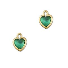 Kristal glas mini hanger hartje smaragd groen 10x8mm. Per stuk.