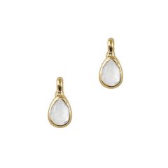 Kristal glas mini druppel hanger transparant-goud 10x5mm. Per stuk.