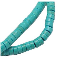 Snoer Howliet turkooiskleur blauw-groen 8x3mm heishi.  50 stuks.