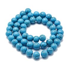 Klein snoer howliet turkoois kralen blauw 6mm, 30-32 stuks.