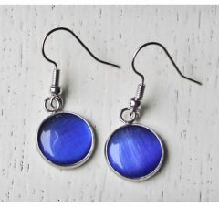 Oorbellen cat eye donker blauw 12mm