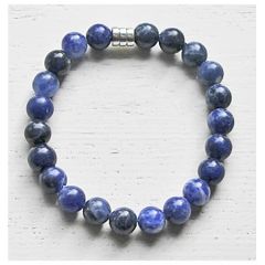 Armband Sodaliet kralen 8mm met hematiet kralen, 19-20cm.