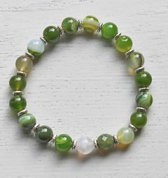 Armband 8mm groen gestreepte Agaat kralen