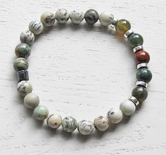 Armband Jaspis dendritic 8mm kralen met Agaat India kralen