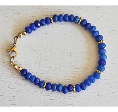 Armband facetgeslepen blauwe Jaspis kralen 