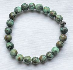 Armband Afrikaanse Turkoois kralen 8mm, 19cm.