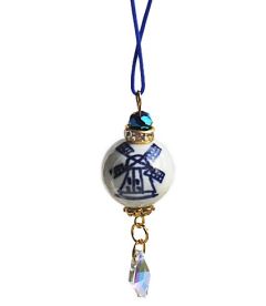 Kersthanger Molen met blauwe metallic facetgeslepen kraal