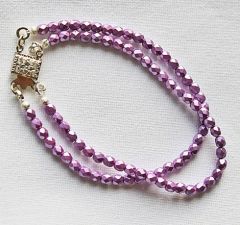 Armband rijen facetgeslepen 4mm lila kraaltjes. 
