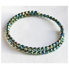 Wikkelarmband memory wire facetgeslepen 4mm kralen blauw-groen