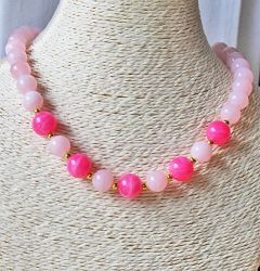 Ketting roze en cerise, 14 en 16mm