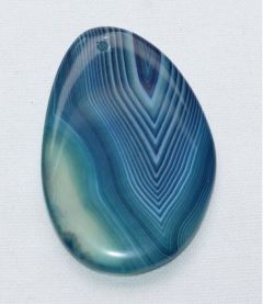 Agaat druppel hanger blauw gestreept 59x38mm