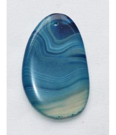 Agaat druppel hanger blauw gestreept afm. 59x38mm