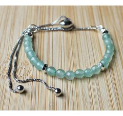 Armband facetgeslepen groene 4mm Aventurijn kralen met schuifknoop