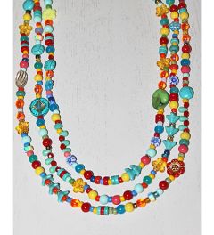 Lange ketting Waterland, 3 laags, multi kleurig