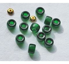 Zakje preciosa ponybead kralen donkergroen 9mm. Groot gat. Per 5 stuks.