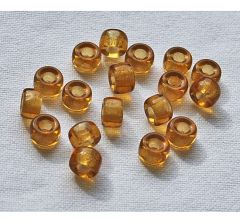 Zakje preciosa ponybead kralen 9mm, bruin topaz. Groot gat, per 5 stuks.