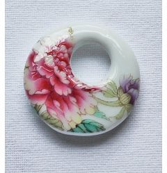 Hanger keramieke chinese donut, 35x35mm.