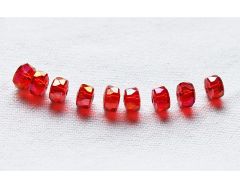 Zakje facetgeslepen heldere rode kristal glaskralen 8x5mm, 20 st.