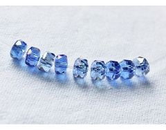 Zakje facetgeslepen helder blauwe kristal glaskralen 8x5mm, 20 st.